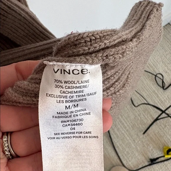 Vince Wool Cashmere Open Front Ribbed Sweater Robe Cardigan